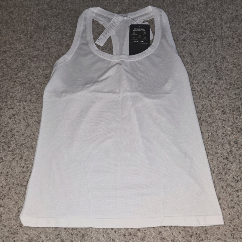 NWT, Fabletics, Feather Tech, White Women's Racerback Tank Top, Size M